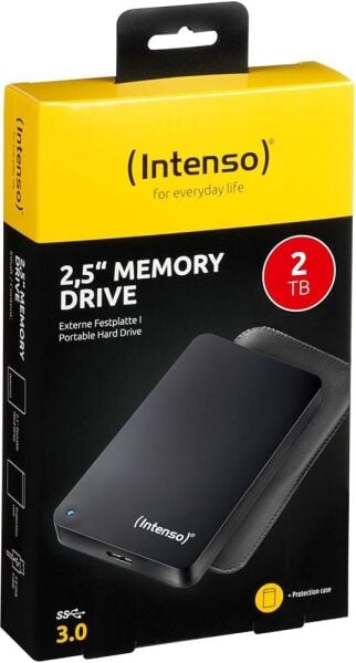 Intenso 2TB 2.5'' USB 3.0 Taşınabilir Disk Siyah (6023580) + Deri Taşıma Kılıfı