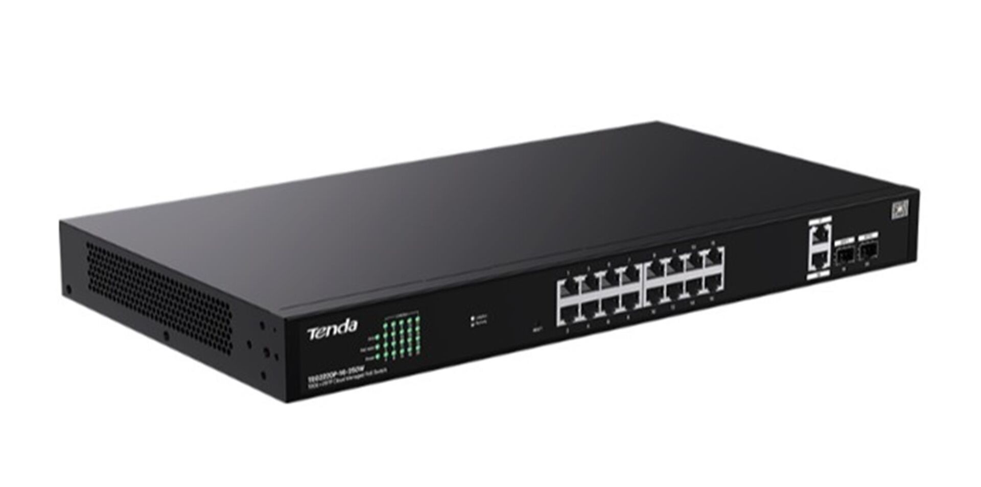 Tenda TEG2220P-16-250W 16 Port 10-100-1000 POE +2 SFP Switch Cloud Yönetilebilir Çelik Kasa Switch