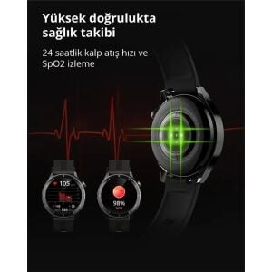 AUKEY SW-2P-GY AKILLI SAAT 3.7CM LCD BLUETOOTH ÇAĞRI SAĞLIK GÖZETİMİ SPOR BİLDİRİMLERİ IP67 GRİ