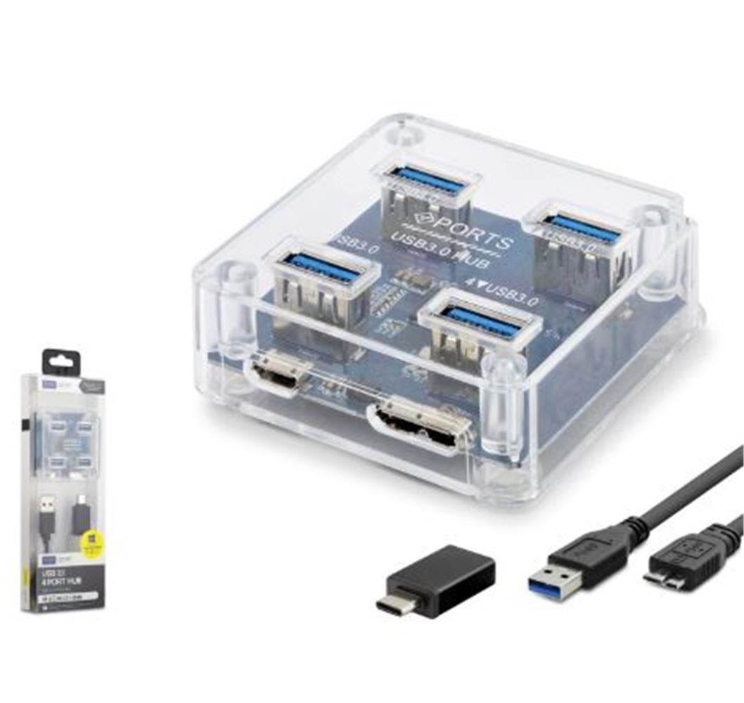 iETOP U331 USB Type-C 3.1 Gen1 Hub 4 Port 5 Gbps Şeffaf