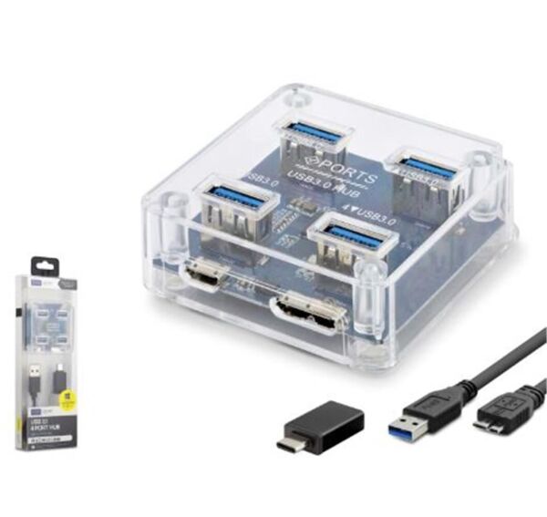 iETOP U331 USB Type-C 3.1 Gen1 Hub 4 Port 5 Gbps Şeffaf