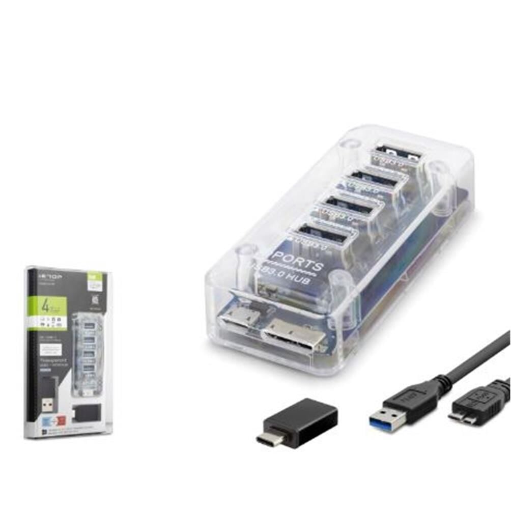 iETOP U336 USB Type-C 3.1 Gen1 Hub 4 Port 5 Gbps Şeffaf