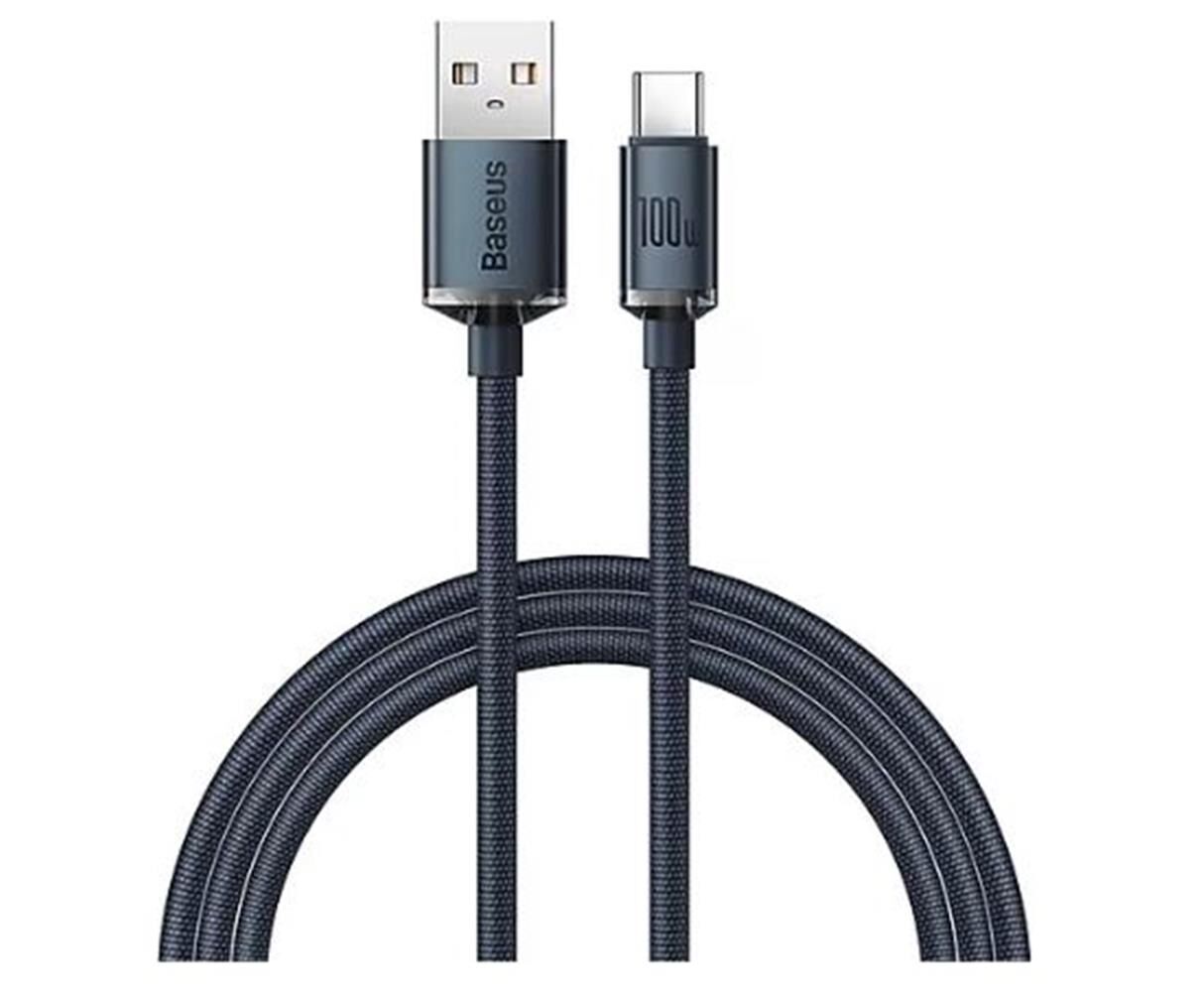 Baseus Crystal USB-A to C 100W Kablo 1.2m Siyah (CAJY000401)