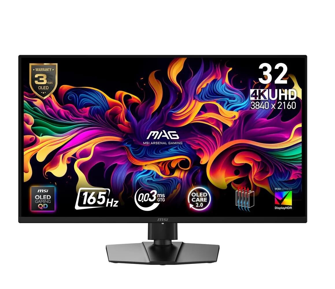 Msi 31.5'' 322UP QD-OLED E16 3840x2160 UHD 165Hz 0.03 ms HDMI DP Type-C True Black 400 Gaming Monitör