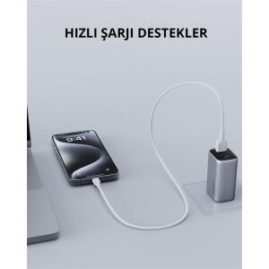 AUKEY CB-BAL7-WH NAYLON ÖRGÜLÜ USB-A LİGHTNİNG KABLOSU 0.9MT
