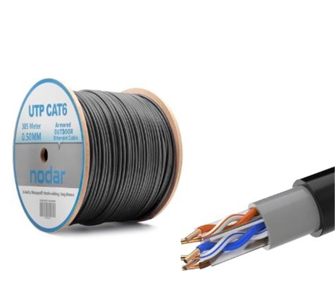 Nodar Nd2001 Utp Cat6 Dışmekan Kablo 23Awg Çift Pvc 4P- 1-0.57Mm Cca 305mt Siyah