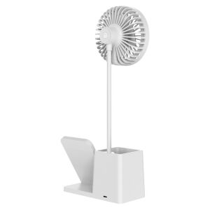 S-link SL-M9055 Beyaz TypeC 10W Kablosuz Şarj Cihazı Fanlı Kalemlikli Masa Lambası