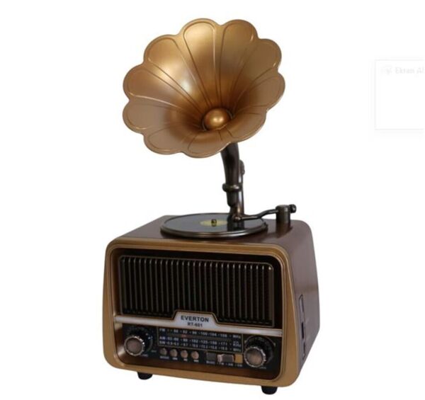 Everton Rt-601 Gramafonlu Bluetooth Fm-Usb-Tf-Aux  Şarjlı Nostaljik Radyo