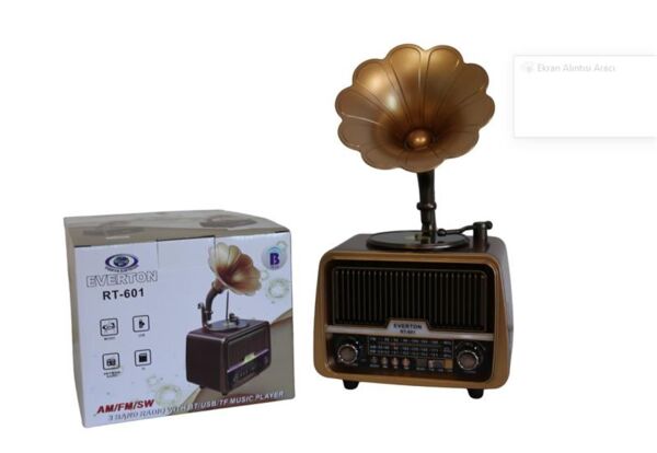 Everton Rt-601 Gramafonlu Bluetooth Fm-Usb-Tf-Aux  Şarjlı Nostaljik Radyo