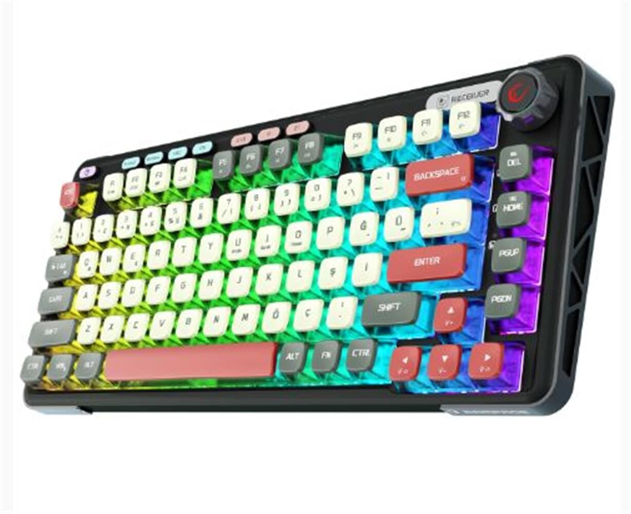 Rampage Eira Transparan Hot Swap 2.4G + BT Wireless RGB Gasket Oil Switch Türkçe Q  Mekanik Klavye