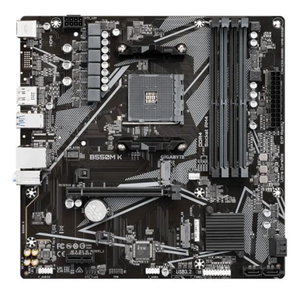 GIGABYTE B550M K DDR4 4733MHZ 1XHDMI 1XDP 1XM.2 MATX AM4 (AMD AM4 5000/5000G/4000G/3000/3000G SERİLERİ İLE UYUMLU)