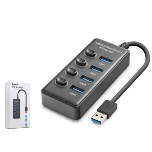 Hadron HDX7049 USB Hub 3.0 5Gbps 4x USB-A 4 Port Switch’li Çoklayıcı Siyah