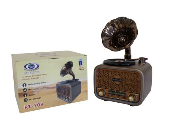 Everton Rt-709 Gramafonlu Bluetooth Fm-Usb-Tf-Aux  Şarjlı Nostaljik Radyo