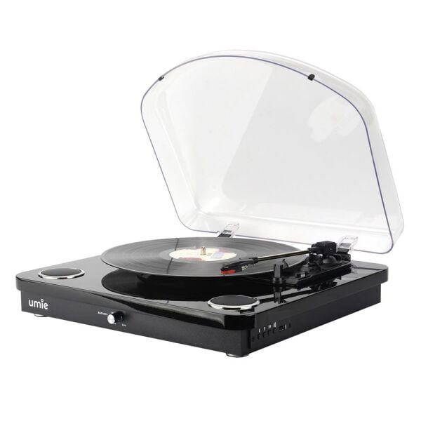 UMİE Bemol Siyah Piano Kaplama 10W BT İN, BT OUT, RCA, USB Özellikli Nostaljik Pikap