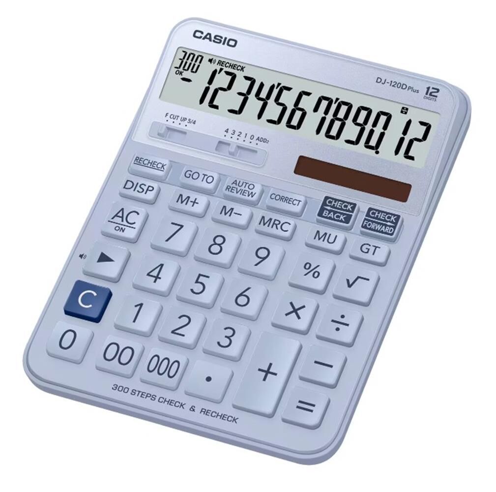 Casio DJ-120D Plus Açık Mavi İşlem Kontrollü 12 Hane Masa Üstü Hesap Makinesi