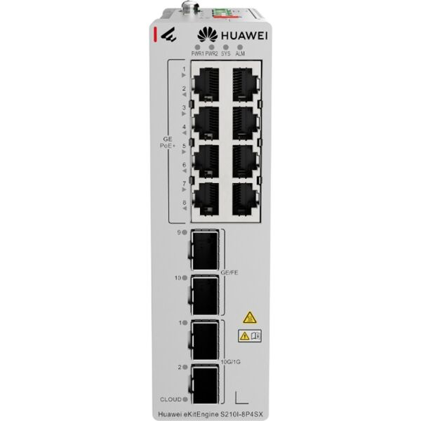 HUAWEI EKITENGINE S210I-8P4SX 8 PORT GIGABIT+2X2.5GB 2X10G SFP+ CLOUD YÖNETİLEBİLİR L2+ ENDÜSTRİYEL 240W POE SWITCH