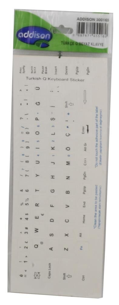 Addison 300165 Türkçe q Beyaz Klavye Stıker