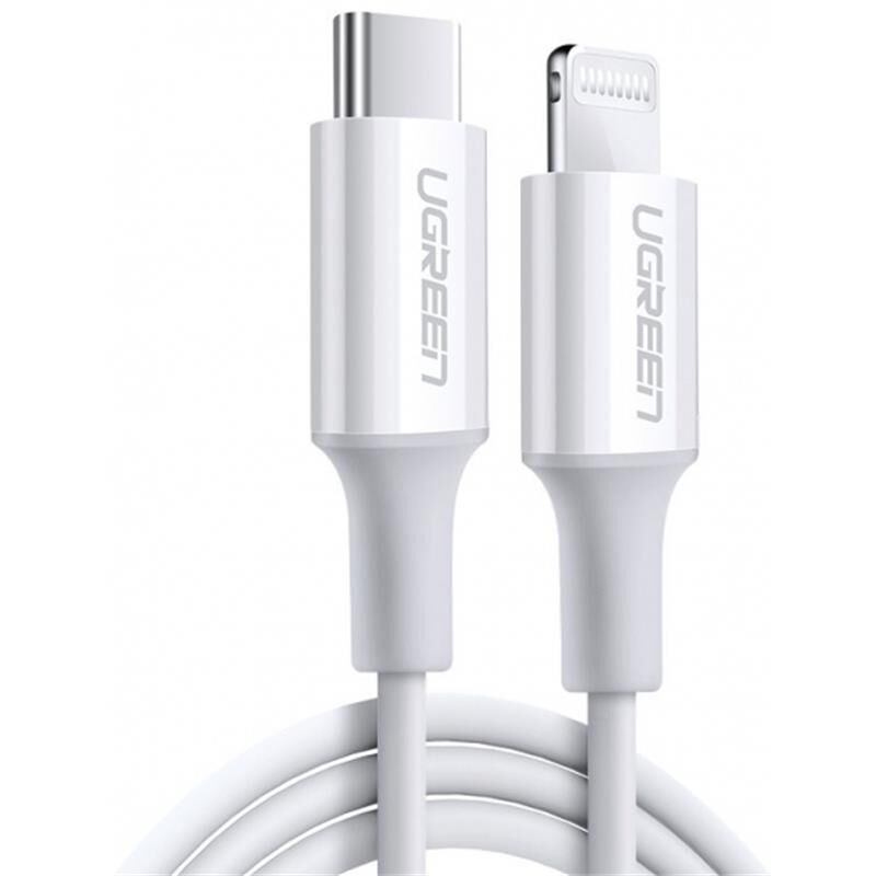 UGREEN TYPE-C TO LIGHTNING 3A PD MFİ SERTİFİKALI HIZLI ŞARJ KABLOSU (10493) 1 MT BEYAZ