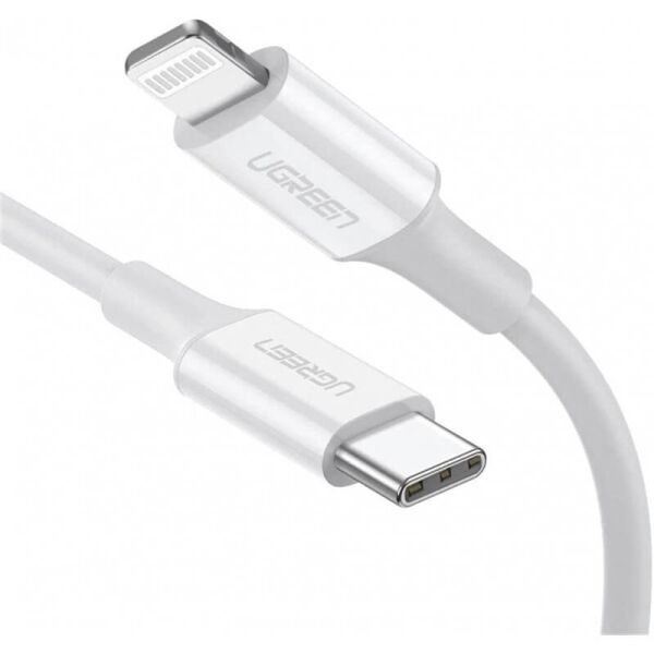 UGREEN TYPE-C TO LIGHTNING 3A PD MFİ SERTİFİKALI HIZLI ŞARJ KABLOSU (10493) 1 MT BEYAZ