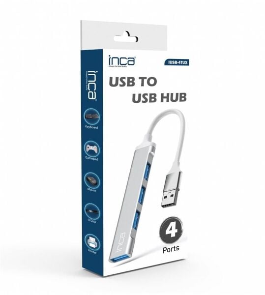 Inca IUSB-4TUX 3X2.0 3.0 USB Çıkış USB Çıkış 5 Gbps Usb Çoklayıcı Alüminyum Kasa