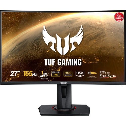 Asus 27'' Tuf Gaming Vg27Vqm Curved 1920X1080 1Ms 240Hz Dp Hdmı Vesa Yükseklik Ayarlı Monitör