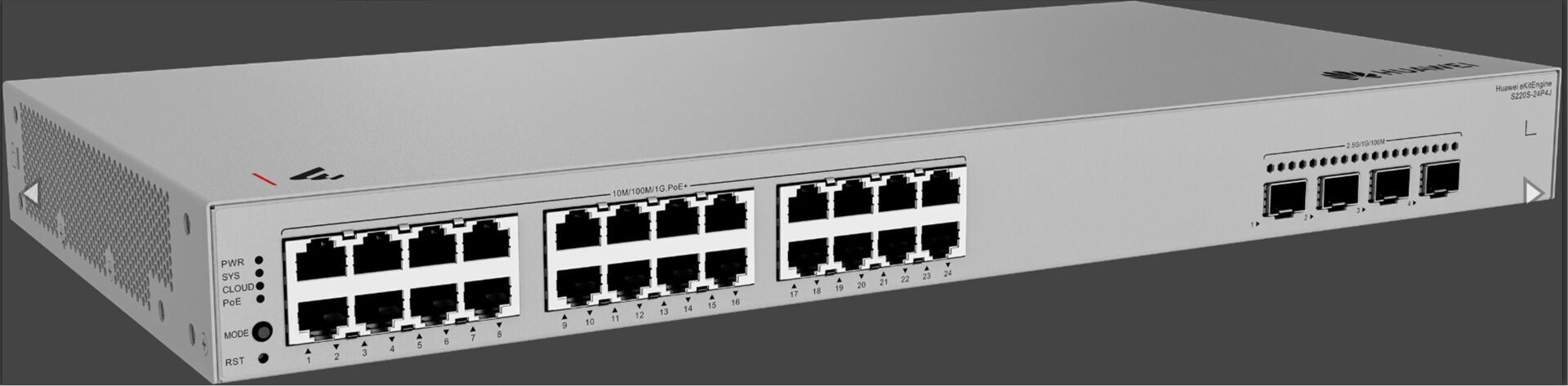 Huawei Ekitengine S220S-24P4J 24GE Poe+ (400W), 4x 2,5g Sfp L2 Yönetilebilir Switch
