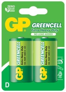 GP Greencel R20 Kalın D Boy Çinko Pil 2'li Paket GP13-2UE2