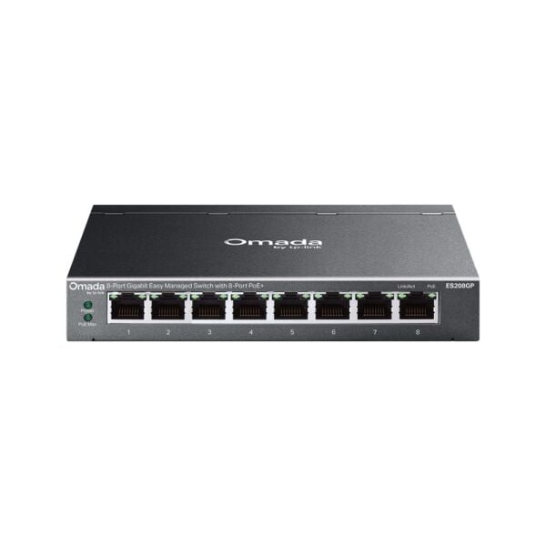 TP-LINK OMADA ES208GP 8 PORT GIGABIT 8 PORT POE 64W YONETİLEBİLİR METAL KASA SWITCH