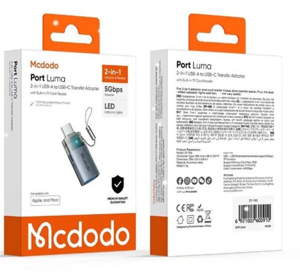 MCDODO OT-7600 2si 1 arada USB-A - USB-C - SD Kart Aktarım Dönüştürücü