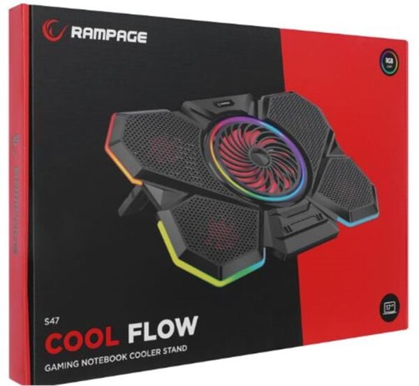 Rampage S47 COOLFLOW 5 Adet Kırmızı Led Fan 1 Usb 7 Kademe 17.3 Notebook Soğutucu Stand