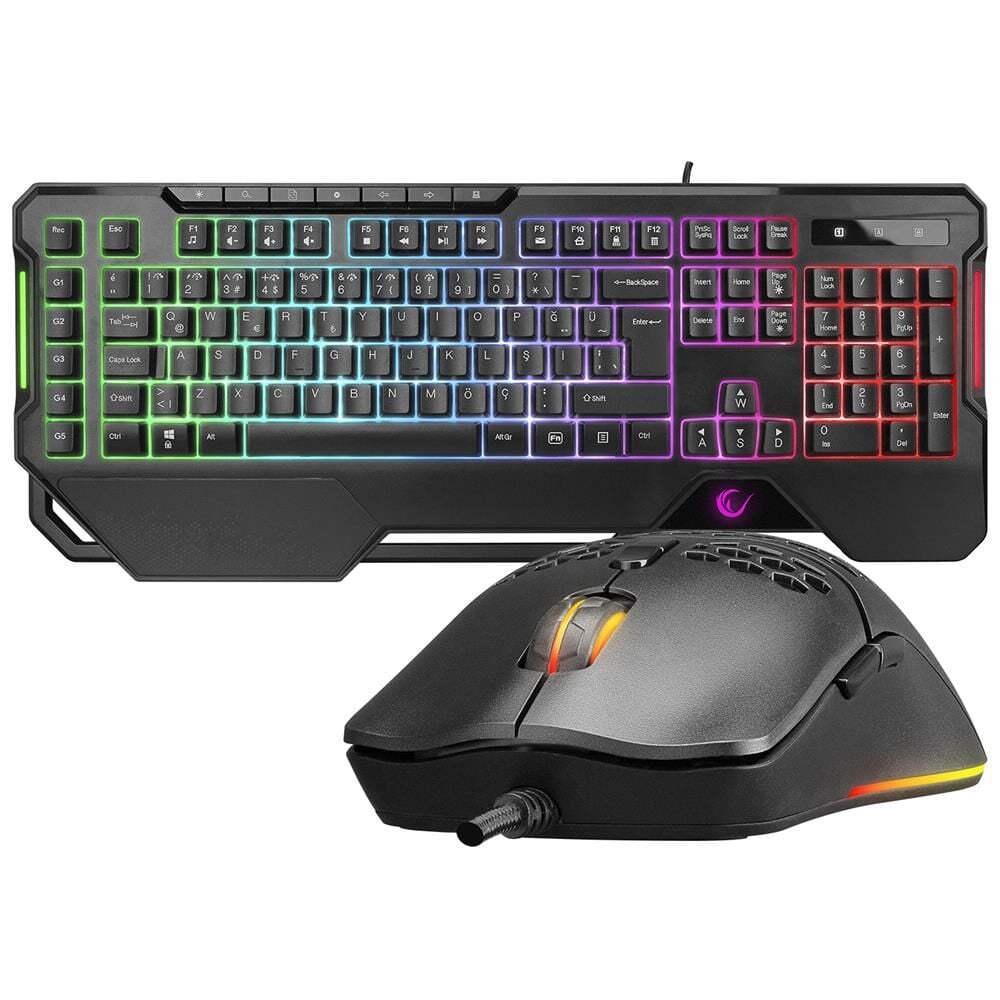 Rampage KM-R96 ELEMENTAL Siyah RGB  Q Oyuncu Multmedia Klavye ve 7200dpi Mouse Gaming Set