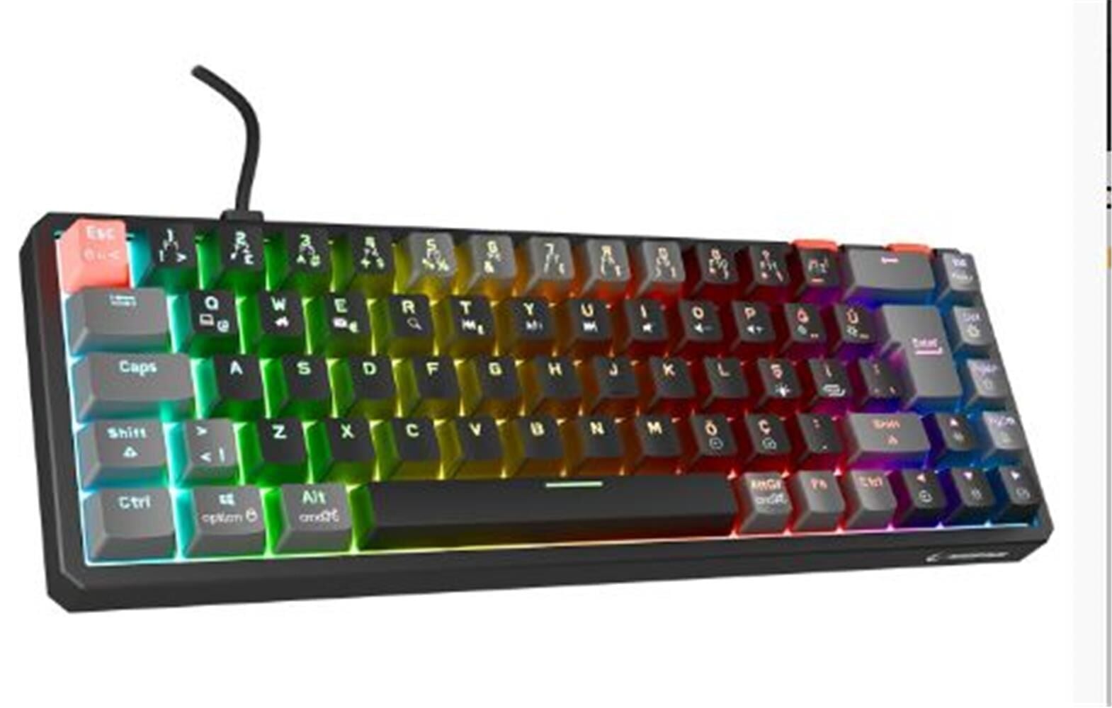 Rampage YORU MINI PRO Siyah-Gri  Bağlantı OUTEMU Red Swich Q Kablosuz RGB Mekanik Oyuncu Klavyesi