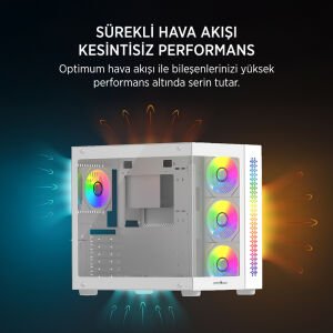 James Donkey Stark S800 4xARGB Temperli Cam ATX Beyaz Gaming (Oyuncu) Kasa