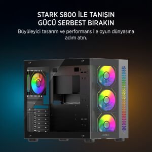 James Donkey Stark S800 4xARGB Temperli Cam 650W 80+ Bronze ATX Siyah Gaming (Oyuncu) Kasa