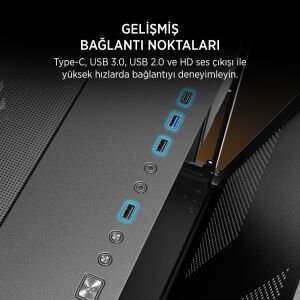 James Donkey Stark S800 4xARGB Temperli Cam ATX Siyah Gaming (Oyuncu) Kasa
