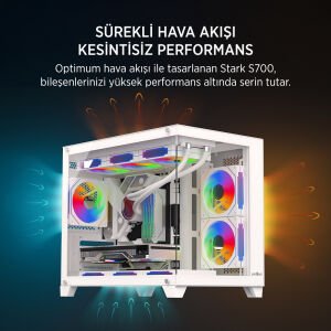 James Donkey Stark S700 3xARGB Temperli Cam mATX Beyaz Gaming (Oyuncu) Kasa