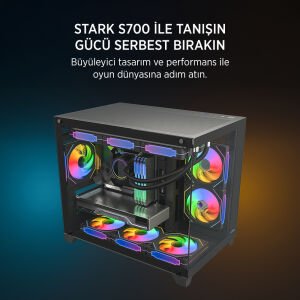 James Donkey Stark S700 3xARGB Temperli Cam 750W 80+ Bronze mATX Siyah Gaming (Oyuncu) Kasa