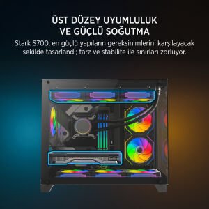 James Donkey Stark S700 3xARGB Temperli Cam 650W 80+ Bronze mATX Siyah Gaming (Oyuncu) Kasa