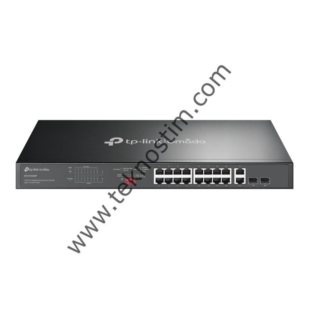 Omada Tp-Link DS1018GMP 16 Port 10-100-1000 Poe+ Switch 2 Port SFP Çelik Kasa Rack Mount