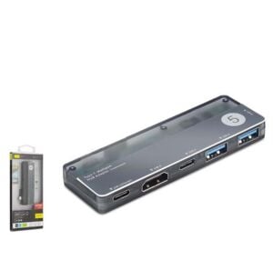 iETOP TUH353 Type-C 3.1 Gen1 Combo Hub PD HDMI 4K 5 Port 5 Gbps Alüminyum Gri