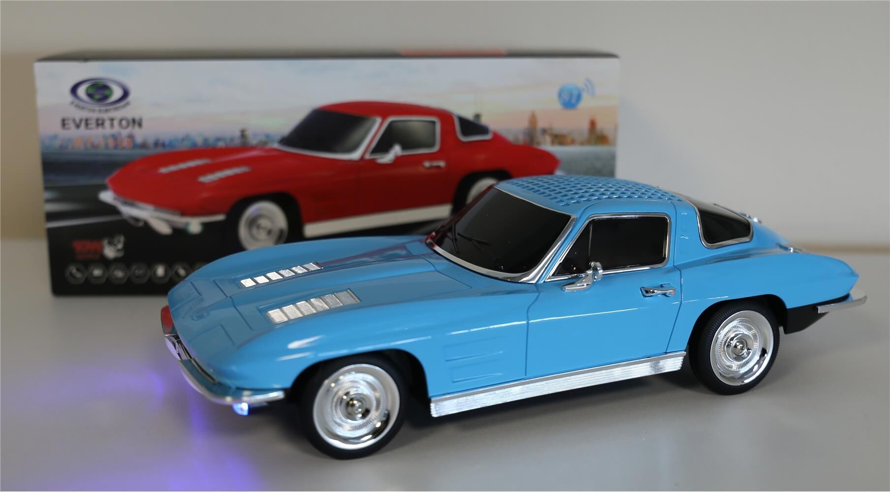 EVERTON RT-1956 Mavi (Blue) Arabalı  Bluetooth Fm-Usb-Tf-Aux Şarjlı Nostaljik Radyo