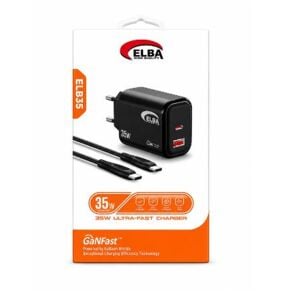 Elba Elb35 35W Siyah Ev Şarj Kafa+ Type c to Type c Kablo ( GANFAST Teknoloji ) Şarj Aleti
