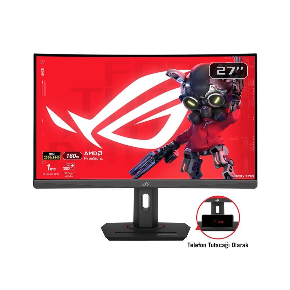 27 ASUS ROG STRIX XG27WCS VA 1MS 180MHZ 1XHDMI 1XDP USB-C 2K 2560X1440 YÜKSEKLİK AYARI CURVED PIVOT VESA SİYAH