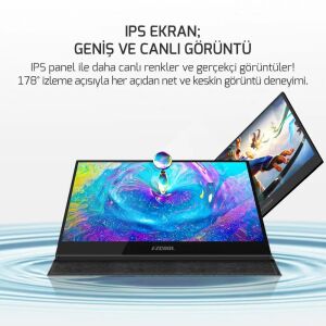 Ezcool 15.6'' Lite E15 60Hz Fhd Portable Taşınabilir Monitör (Sıfır Ölü Piksel Garantili)