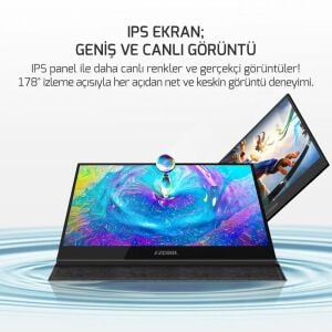 Ezcool 15.6'' Lite E15 60Hz Fhd Portable Taşınabilir Monitör (Sıfır Ölü Piksel Garantili)