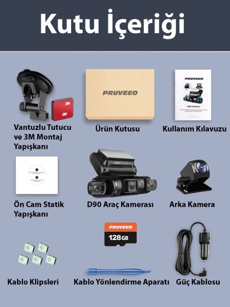 PRUVEEO D90-4CH FHD WI-FI GPS + 128GB SD KART KAME