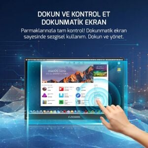 Ezcool 15.6'' Lite E15T 60Hz Fhd Portable Taşınabilir Dokunmatik Monitör (Sıfır Ölü Piksel Garantili)