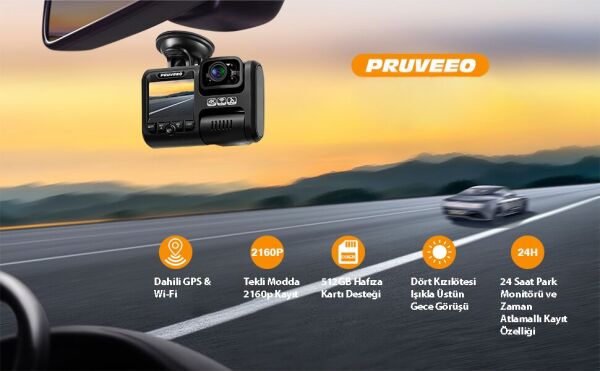 PRUVEEO D30 WI-FI 4K ARAC KAMERASI
