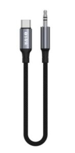 S-link Armor MC-01 1.2m Type-C to M AUX Örgülü Metal Başlıklı Siyah Ses Kablosu