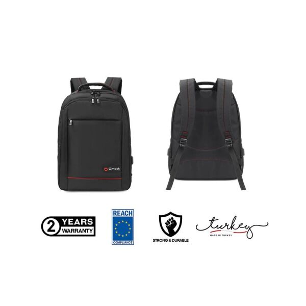 Mack MCC-006 15.6'' Office USB Girişli Notebook Sırt Çantası Siyah (Dahili USB Şarj Portu)